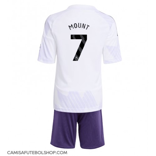 Camisa de time de futebol Manchester United Mason Mount #7 Replicas 2º Equipamento Infantil 2025-26 Manga Curta (+ Calças curtas)